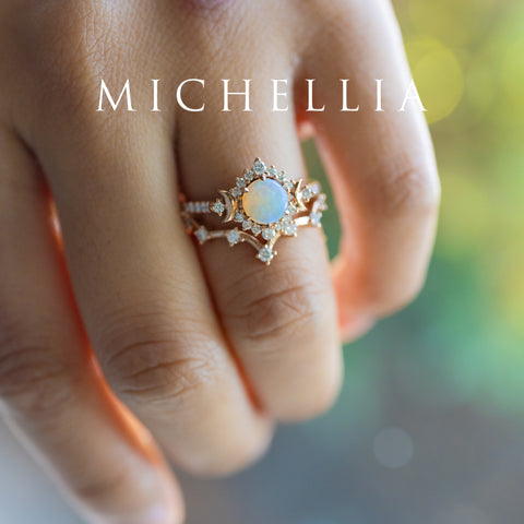 [Selene] Moon Goddess Engagement Ring in Australian Opal Women's Ring michelliafinejewelry