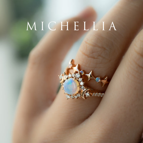 [Etoile] Ready-to-Ship Wandering Star Australian Opal Wedding Band Wedding Band michelliafinejewelry
