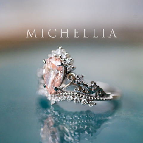 [Reina] IGI Certified Brilliant Blush Pink Diamond Pear Cut Platinum Engagement Ring, One of A Kind & Ready-to-Ship