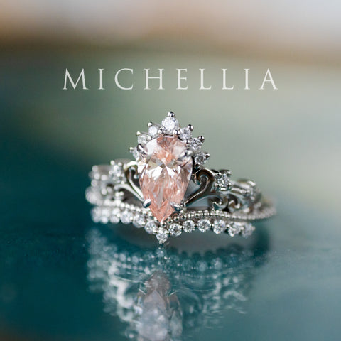 [Reina] IGI Certified Brilliant Blush Pink Diamond Pear Cut Platinum Engagement Ring, One of A Kind & Ready-to-Ship