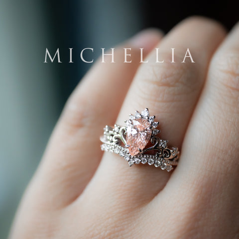 [Reina] IGI Certified Brilliant Blush Pink Diamond Pear Cut Platinum Engagement Ring, One of A Kind & Ready-to-Ship