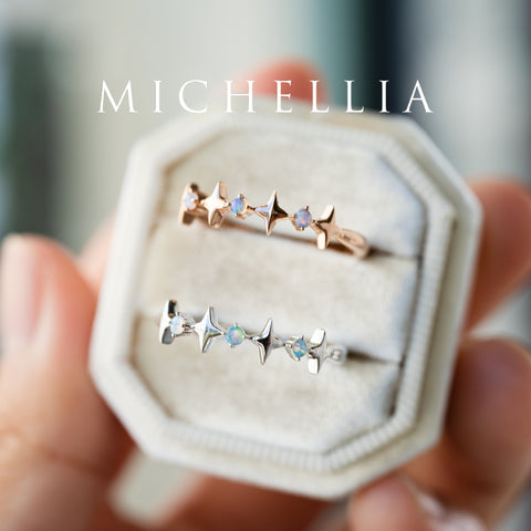[Etoile] Ready-to-Ship Wandering Star Australian Opal Wedding Band Wedding Band michelliafinejewelry