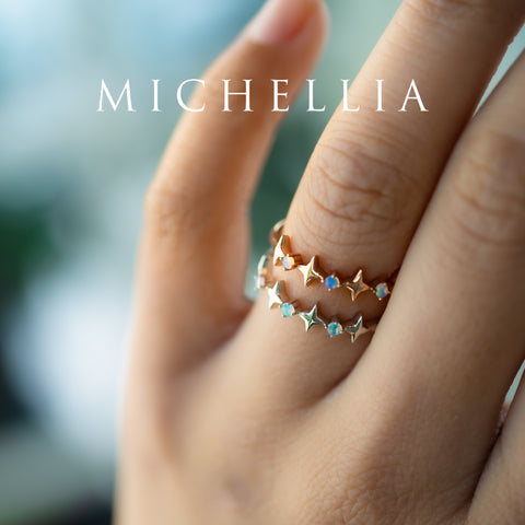 [Etoile] Ready-to-Ship Wandering Star Australian Opal Wedding Band Wedding Band michelliafinejewelry