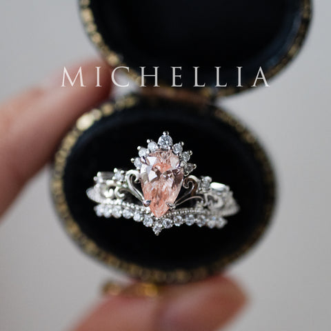 [Reina] IGI Certified Brilliant Blush Pink Diamond Pear Cut Platinum Engagement Ring, One of A Kind & Ready-to-Ship