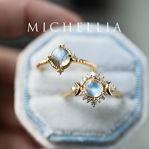 [Stella] Aura of Galaxy Engagement Ring in Labradorite Women's Ring michelliafinejewelry