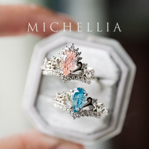 [Reina] IGI Certified Brilliant Blush Pink Diamond Pear Cut Platinum Engagement Ring, One of A Kind & Ready-to-Ship