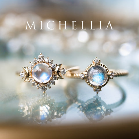 [Stella] Aura of Galaxy Engagement Ring in Labradorite Women's Ring michelliafinejewelry
