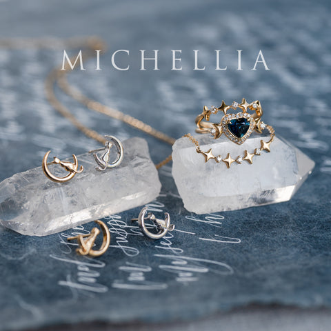 [Mitsuki] Limited Edition Cat and Crescent Moon Earrings, Solid Gold or Sterling Silver