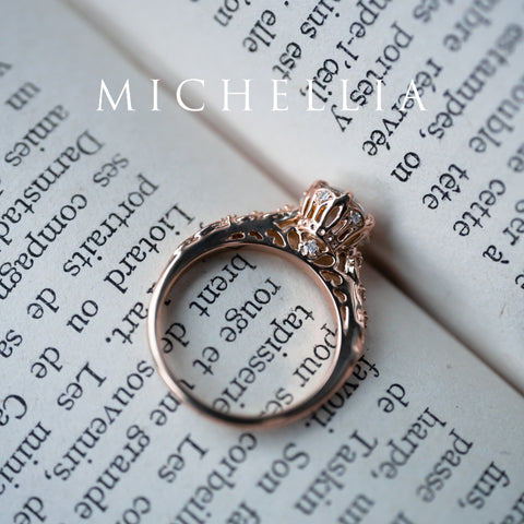 [Eliora] IGI Certified 1.5 ct Diamond Vintage Regency Crown Solitaire Engagement Ring, 14K Rose Gold, Ready-to-Ship Women's Ring michelliafinejewelry