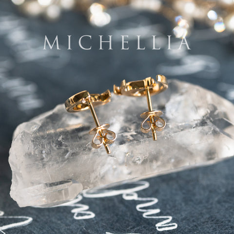 [Mitsuki] Limited Edition Cat and Crescent Moon Earrings, Solid Gold or Sterling Silver