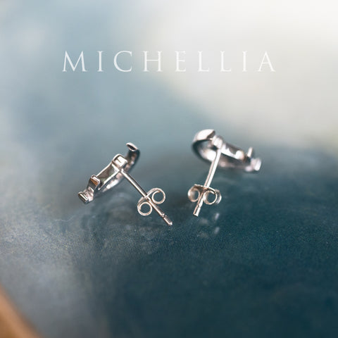 [Mitsuki] Limited Edition Cat and Crescent Moon Earrings, Solid Gold or Sterling Silver