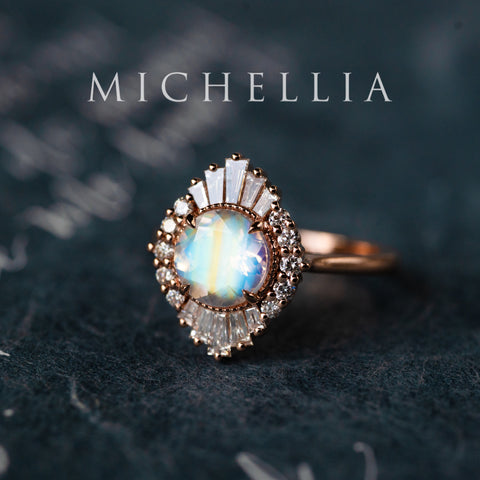 [Georgiana] Vintage Deco Duchess Ring in Moonstone Women's Ring michelliafinejewelry