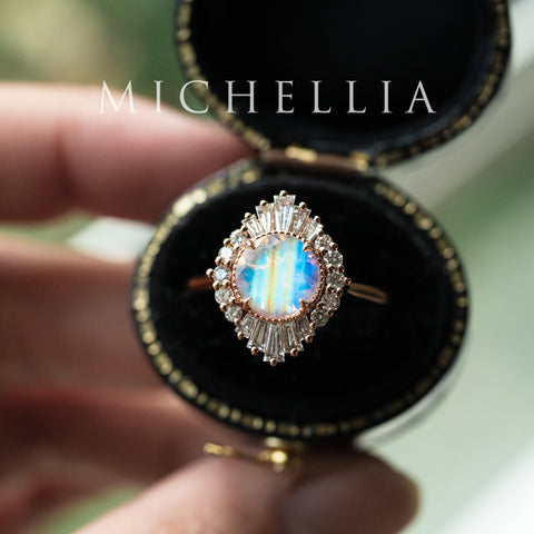 [Georgiana] Vintage Deco Duchess Ring in Moonstone Women's Ring michelliafinejewelry