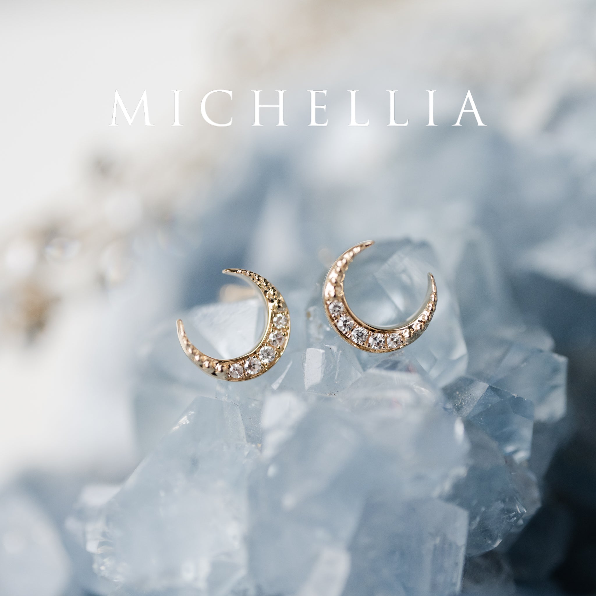 [Divina] Ready-to-Ship Crescent Moon Natural Diamond Earrings Earrings michelliafinejewelry