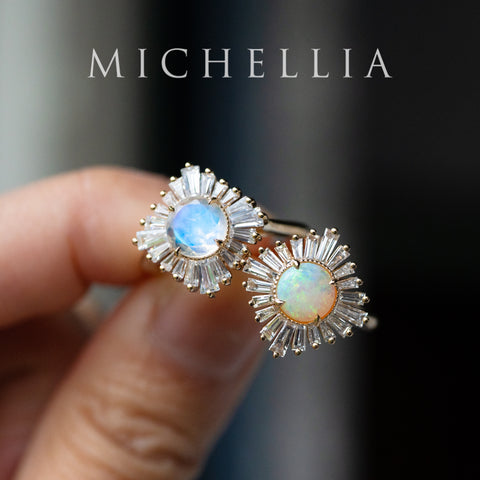 [Artemis] Vintage Deco Goddess Ring in Australian Opal