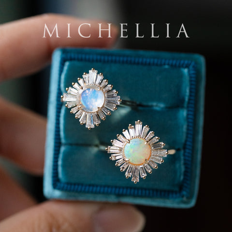 [Artemis] Vintage Deco Goddess Ring in Australian Opal