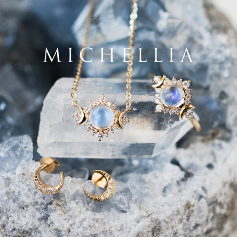 [Divina] Diamond Crescent Moon Solid Gold Earrings Earrings michelliafinejewelry