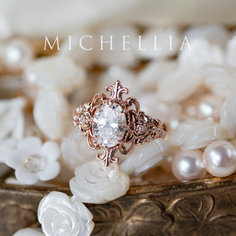 [Ameliora] The Parisian Rose Oval Engagement Ring in IGI-certified Lab Diamond, Limited Edition