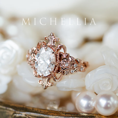 [Ameliora] The Parisian Rose Oval Engagement Ring in IGI-certified Lab Diamond, Limited Edition