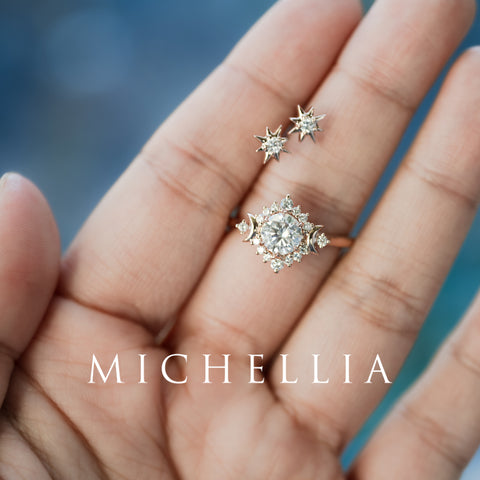 [Selene] Moon Goddess Engagement Ring in Diamond / Moissanite Women's Ring michelliafinejewelry