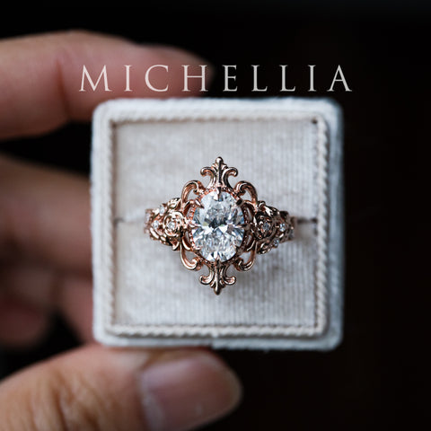 [Ameliora] The Parisian Rose Oval Engagement Ring in IGI-certified Lab Diamond, Limited Edition