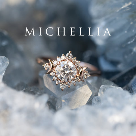 [Selene] Moon Goddess Engagement Ring in Diamond / Moissanite Women's Ring michelliafinejewelry