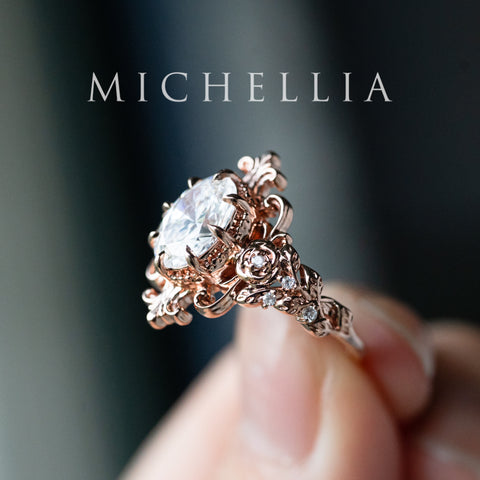 [Ameliora] The Parisian Rose Oval Engagement Ring in IGI-certified Lab Diamond, Limited Edition