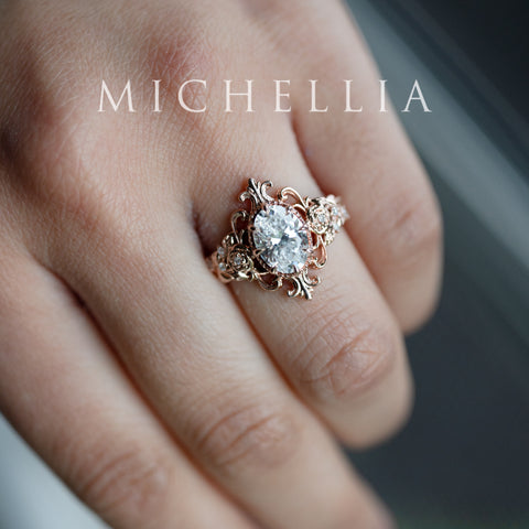 [Ameliora] The Parisian Rose Oval Engagement Ring in IGI-certified Lab Diamond, Limited Edition