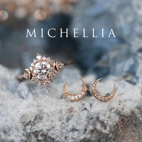 [Divina] Ready-to-Ship Crescent Moon Natural Diamond Earrings Earrings michelliafinejewelry