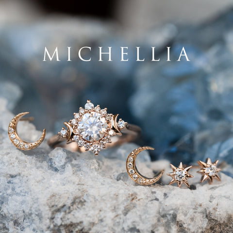 [Divina] Diamond Crescent Moon Solid Gold Earrings Earrings michelliafinejewelry