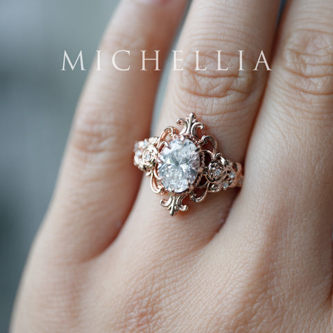 [Ameliora] The Parisian Rose Oval Engagement Ring in IGI-certified Lab Diamond, Limited Edition