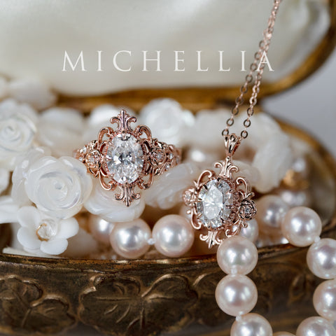 [Ameliora] The Parisian Rose Necklace in IGI-certified Oval Lab Diamond, Limited Edition