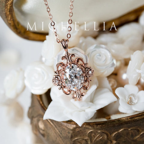 [Ameliora] The Parisian Rose Necklace in IGI-certified Oval Lab Diamond, Limited Edition