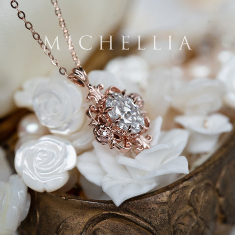 [Ameliora] The Parisian Rose Necklace in IGI-certified Oval Lab Diamond, Limited Edition