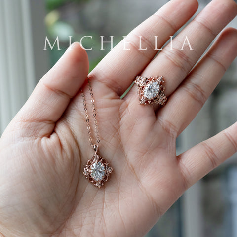 [Ameliora] The Parisian Rose Necklace in IGI-certified Oval Lab Diamond, Limited Edition