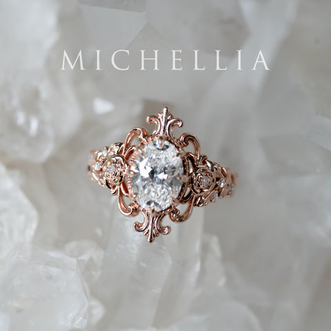 [Ameliora] The Parisian Rose Oval Engagement Ring in IGI-certified Lab Diamond, Limited Edition