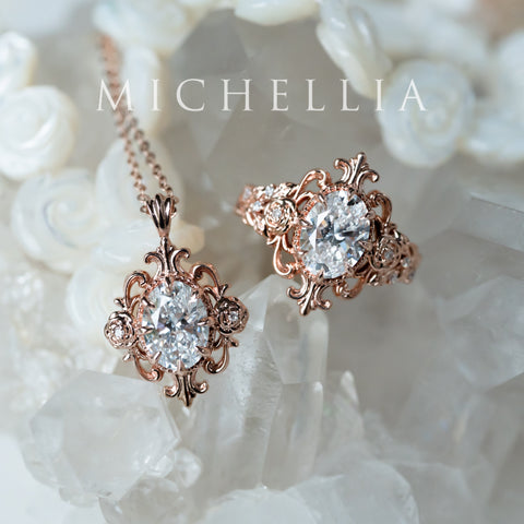 [Ameliora] The Parisian Rose Necklace in IGI-certified Oval Lab Diamond, Limited Edition