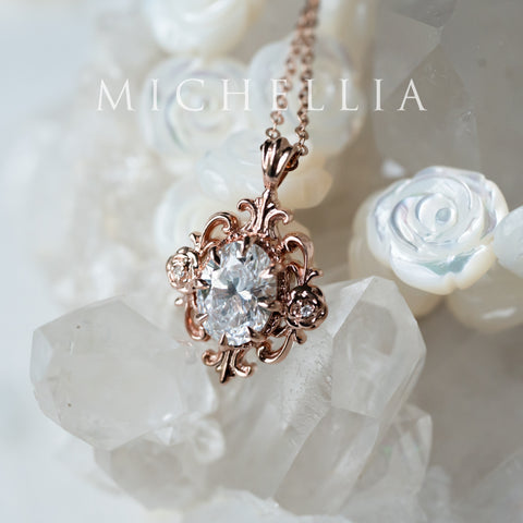 [Ameliora] The Parisian Rose Necklace in IGI-certified Oval Lab Diamond, Limited Edition