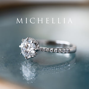 [Victoria] Classic Crown Solitaire Engagement Ring with 1.25ct Diamond with Eternity Pave Shank, Platinum, Ready-to-Ship & One-of-A-Kind Women's Ring michelliafinejewelry