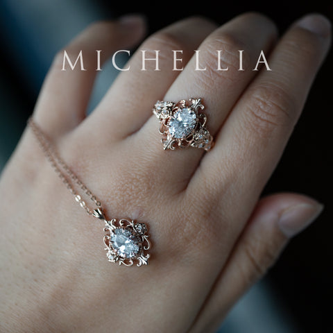 [Ameliora] The Parisian Rose Necklace in IGI-certified Oval Lab Diamond, Limited Edition