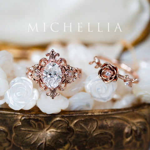 [Ameliora] The Parisian Rose Oval Engagement Ring in IGI-certified Lab Diamond, Limited Edition
