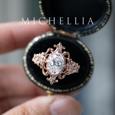 [Ameliora] The Parisian Rose Oval Engagement Ring in IGI-certified Lab Diamond, Limited Edition