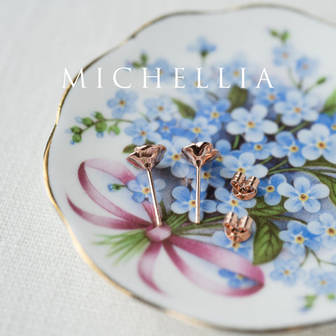 [Roselyn] Camellia Winter Rose Diamond Necklace & Earring Set - One of A Kind & Ready-to-Ship Necklace michelliafinejewelry