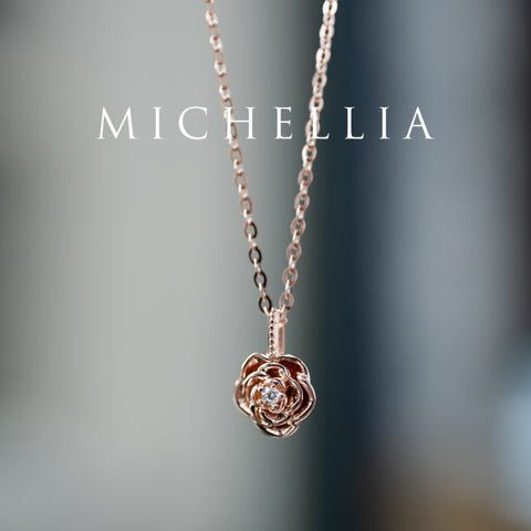 [Roselyn] Camellia Winter Rose Diamond Necklace & Earring Set - One of A Kind & Ready-to-Ship Necklace michelliafinejewelry