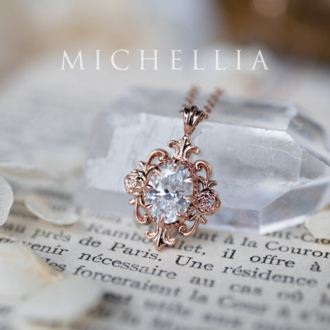 [Ameliora] The Parisian Rose Necklace in IGI-certified Oval Lab Diamond, Limited Edition