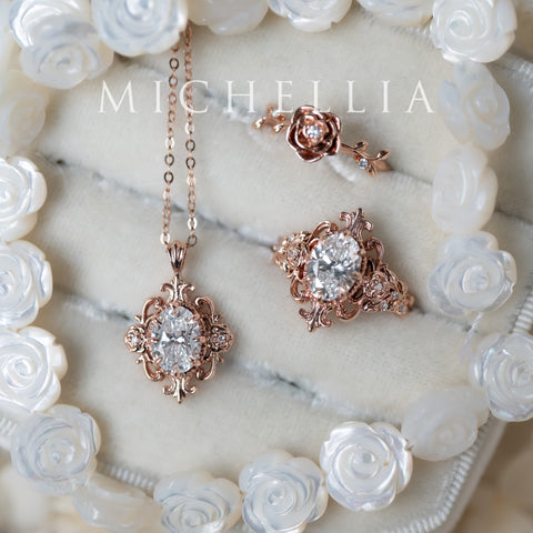 [Ameliora] The Parisian Rose Necklace in IGI-certified Oval Lab Diamond, Limited Edition