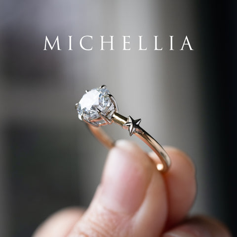 [Celeste] IGI Certified 1.5 ct Diamond Moon & Star Celestial Engagement Ring, Mixed 14K Yellow / White Gold - One of A Kind Women's Ring michelliafinejewelry