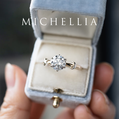 [Celeste] IGI Certified 1.5 ct Diamond Moon & Star Celestial Engagement Ring, Mixed 14K Yellow / White Gold - One of A Kind Women's Ring michelliafinejewelry