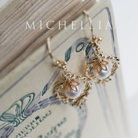 [Gracelynn] Renaissance Garden Necklace & Earring Set in Freshwater Pearl - Limited Edition Necklace michelliafinejewelry