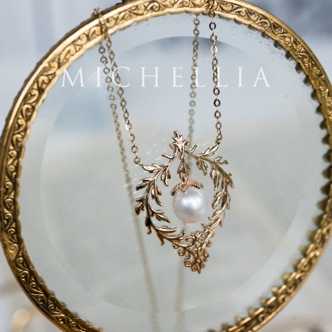 [Gracelynn] Renaissance Garden Necklace & Earring Set in Freshwater Pearl - Limited Edition Necklace michelliafinejewelry
